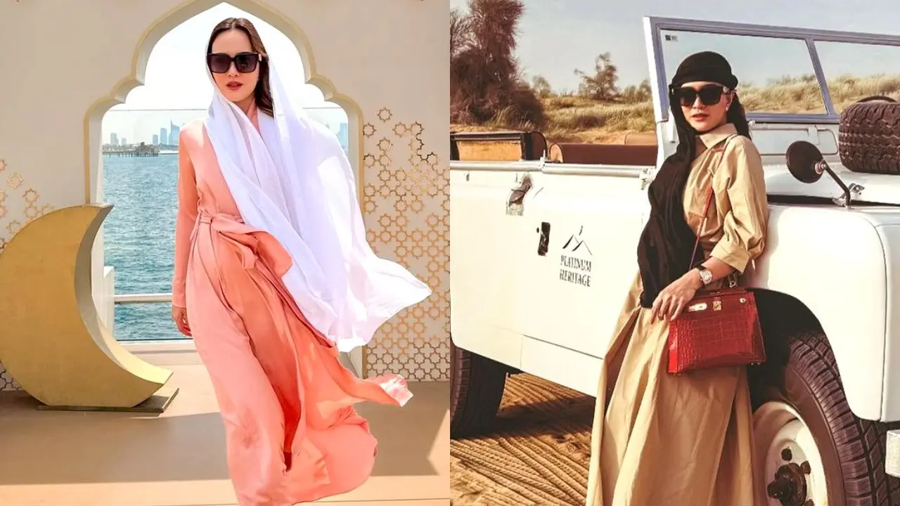 6 Gaya Santun Shandy Aulia Dibalut Kerudung dan Sorban saat Libur Lebaran di Dubai