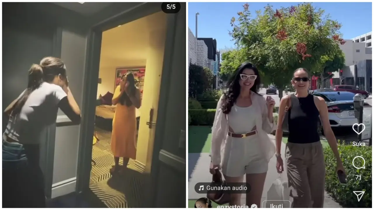 Enzy Storia senang Hesti Purwadinata dan Medina Dina datang ke Amerika Serikat (Foto: instagram enzystoria/hestipurwadinata)