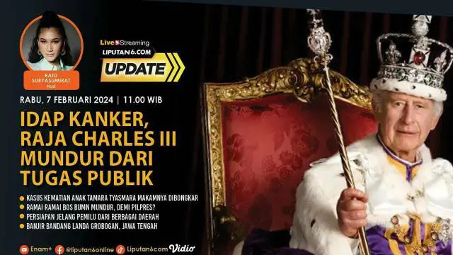 Kabar mengejutkan datang dari Kerajaan Inggris: Raja Charles III (75) didiagnosis kanker. Konfirmasi langsung disampaikan oleh Istana Buckingham pada Senin (5/2/2024).