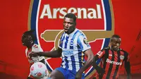 Arsenal - Romeo Lavia, Moises Caicedo, Moussa Diaby (Bola.com/Adreanus Titus)