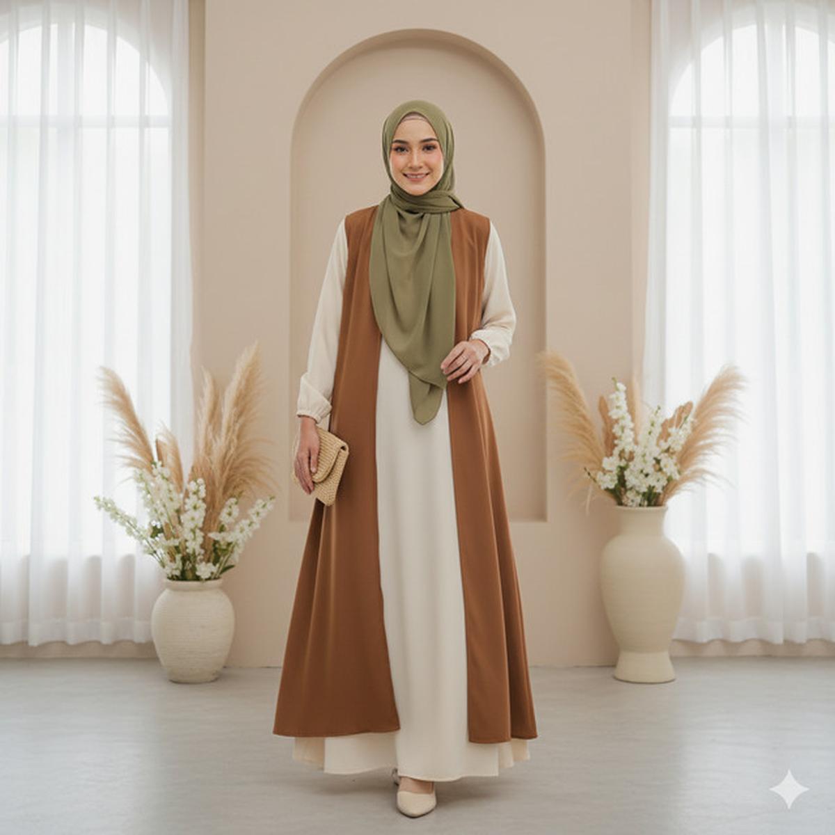 7 Model Gamis Terbaru Kombinasi Rompi, Tampil Modis dan Elegan untuk Segala Acara