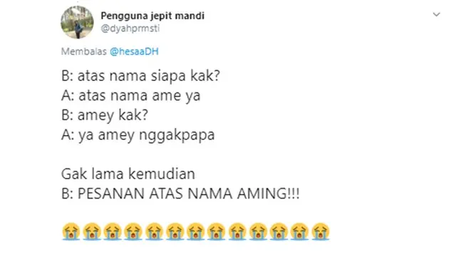 6 Cerita Warganet saat Pelayan Salah Tulis Nama Ini Kocak