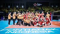 Bhayangkara Presisi berhasil memetik kemenangan dalam pertandingan pembuka AVC Men’s Volleyball Champions League 2026 melawan Zhaiyk di GOR Terpadu A. Yani, pada Rabu (13/5/2026). (Dok. PBVSI)