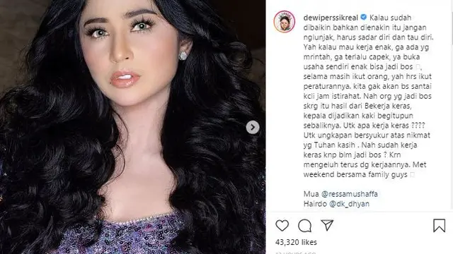 Unggahan Dewi Perssik. (Foto: Instagram @dewiperssikreal)
