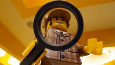 Sebuah patung lego raksasa 'Sherlock Holmes' menghiasi toko lego terbesar di dunia di Leicester Square, London, Kamis (17/11). Didalam toko lego terbesar di dunia itu banyak memamerkan berbagai benda yang terbuat dari Lego. (REUTERS/Stefan Wermuth)
