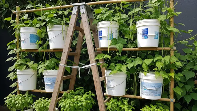 Ide Kebun Vertikal Kombinasi Kacang-Kacangan Pakai Ember Bekas