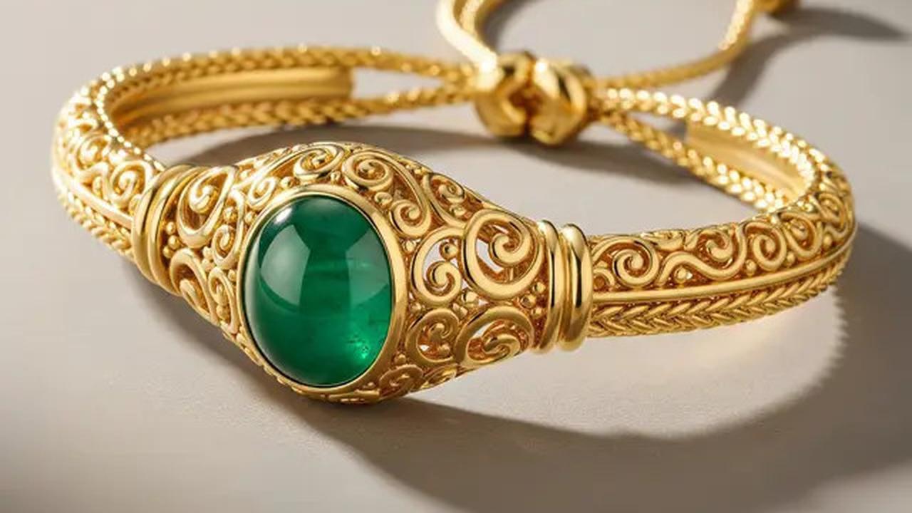 7 Model Gelang Emas Serut dengan Aksen Batu Permata Terbaru 2025