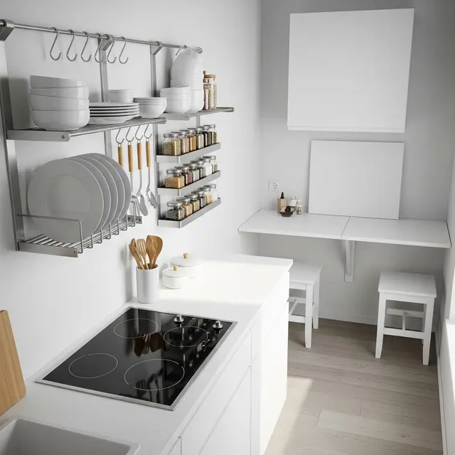 9 Model Dapur Sempit 2x1 Meter dengan Kompor Tanam dan Meja Lipat, Jadi Fungsional l