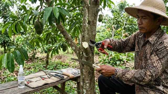 Cara Memangkas Pohon Buah Sirsak (Foto: Gemini AI)
