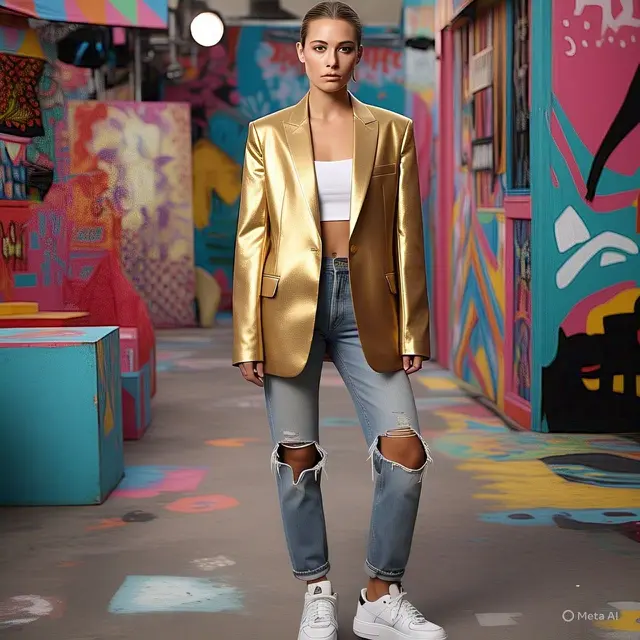 Inspirasi Blazer Warna Emas