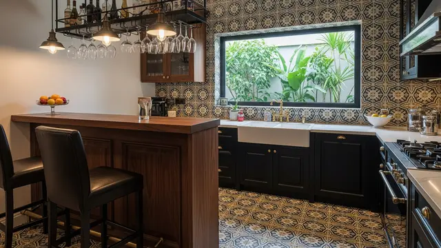 Sentuhan Kayu Gelap ala Vintage Modern
