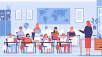 Ilustrasi guru, wali kelas, mengajar. (Image by macrovector on Freepik)