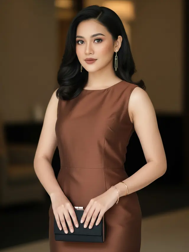 Model Dress Coklat Mahogany yang Elegan