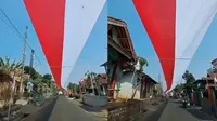 Viral warga desa Kulu, Kabupaten Pekalongan bentangkan berndera merah putih sepanjang 1 Km (Sumber: TikTok/sesekali)