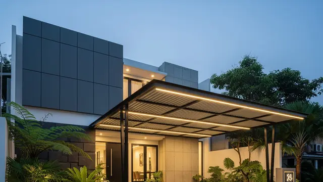 Kanopi Baja Ringan Flat dengan Finishing Hitam