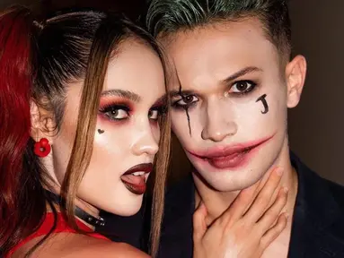 Halloween kali ini, aktris keturunan Jerman ini tampil sebagai Harley Quinn. Ia juga berpose keren dengan Arya Vasco. Aktor kelahiran 18 Desember 1999 itu yang berperan sebagai Joker. (Liputan6.com/IG/@claurakiehl)