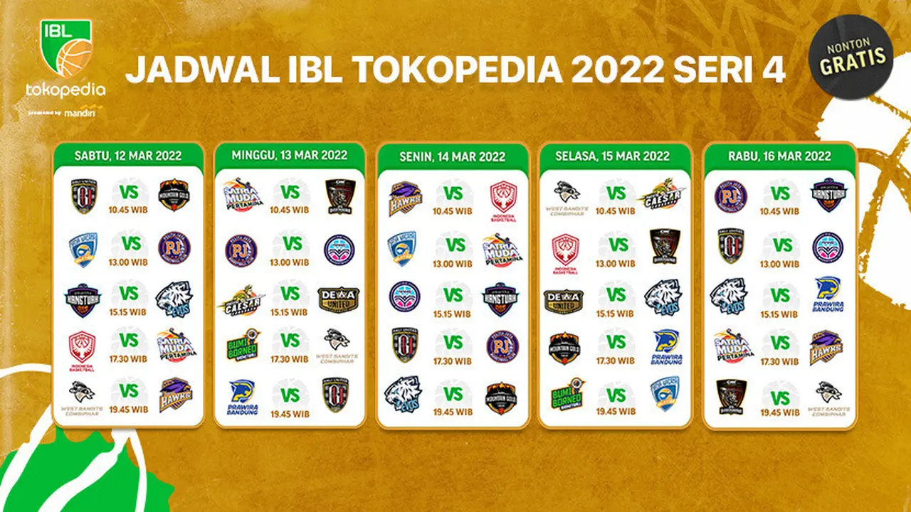 Jadwal Lengkap IBL Tokopedia 2022 Seri 4, Mulai 12-16 Maret 2022 di Vidio