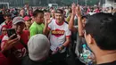Gubernur Jawa Tengah itu juga diteriaki oleh relawan pendukungnya dengan teriakan 'presiden'. (Liputan6.com/Faizal Fanani)