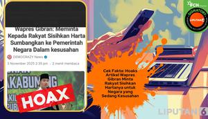 Cek fakta artikel Gibran meminta rakyat menyisihkan hartanya untuk membantu negara yang sedang kesusahan