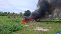 Lokasi jatuhnya helikopter polisi di Provinsi Prachuap Khiri Khan, Thailand, 24 Mei 2025. (Xinhua)