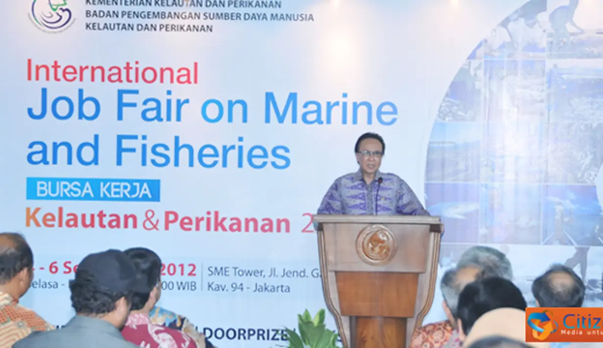 Citizen6, Jakarta: Menteri Kelautan dan Perikanan Sharif C. Sutardjo membuka "International Job Fair on Marine and Fisheries 2012" di Jakarta pada, Selasa (4/9). (Pengirim: Efrimal Bahri)
