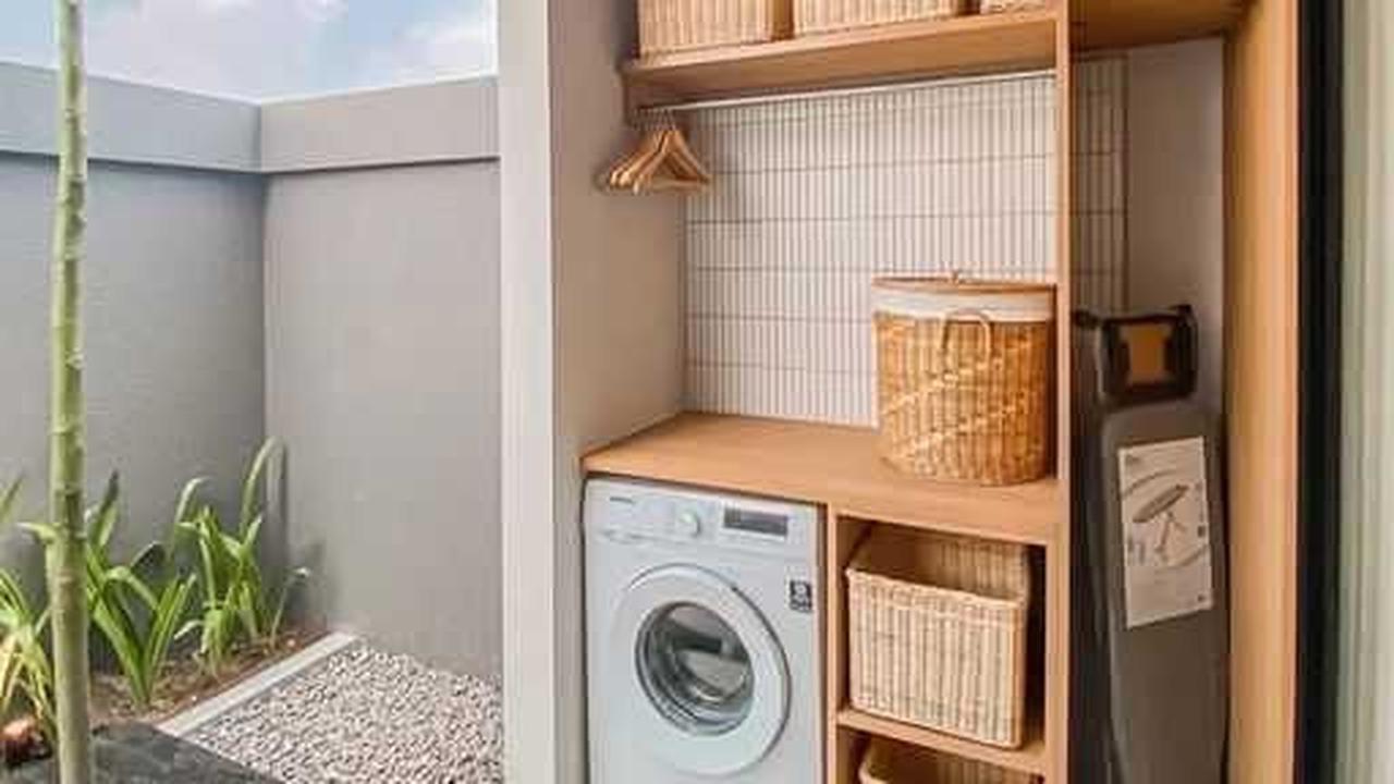 Desain Tempat Cuci Baju Kecil di Rooftop