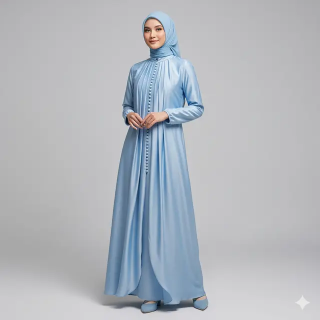 Inspirasi Long Dress Muslim Kombinasi Warna Pastel Kekinian. Gemini