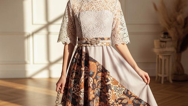 Inspirasi 8 Model Batik A-Line Kombinasi Brokat Casual Formal yang Trendi