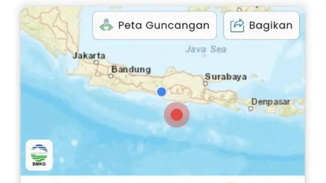 BMKG terkait gempa yang berpusat di tenggara Pacitan, Jawa Timur.