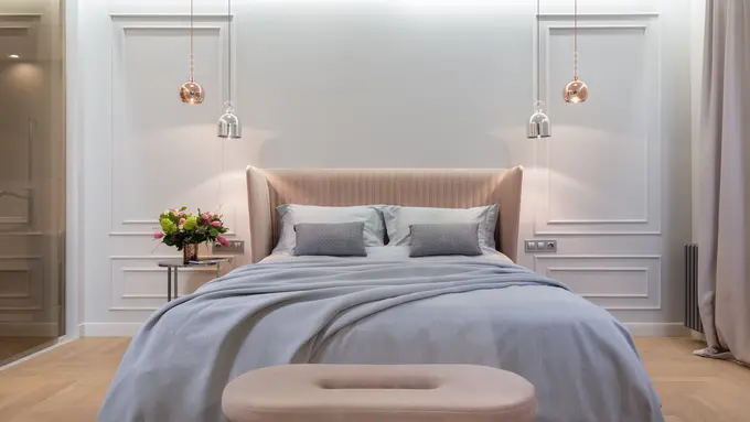 Contoh ilustrasi tempat tidur dengan penataan sprei ala hotel yang cantik