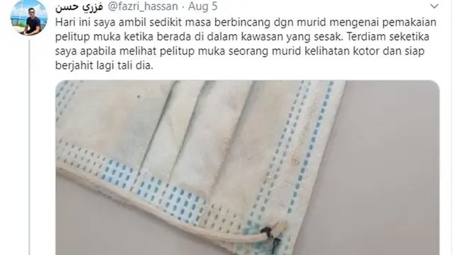 Tak Mampu Beli dan Takut Didenda, Anak SD Terpaksa Pakai Masker Kotor