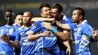 Bek Persib, Achmad Jufriyanto selebrasi setelah bobol gawang Sriwijaya FC (Yoppy Renato/Liputan6)