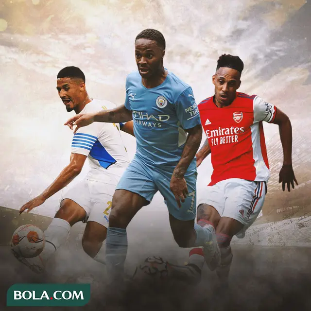 Ilustrasi - William Saliba, Raheem Sterling, Pierre-Emerick Aubameyang