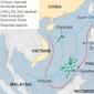 Garis demarkasi semu the nine dash line di Laut China Selatan (sumber: CIA / UNCLOS)