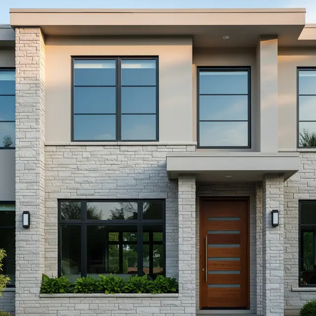 Desain Fasad Rumah Batu Alam Terbaru (Image by Gemini AI)
