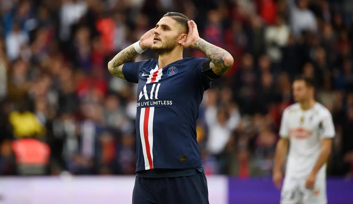 3. Mauro Icardi – Icardi merupakan striker yang sangat mematikan di depan gawang lawan. Mantan pemain Inter Milan itu mempunyai nilai lebih untuk menggantikan Lionel Messi di Timnas Aregntina. (AFP/Lucas Barioulet)