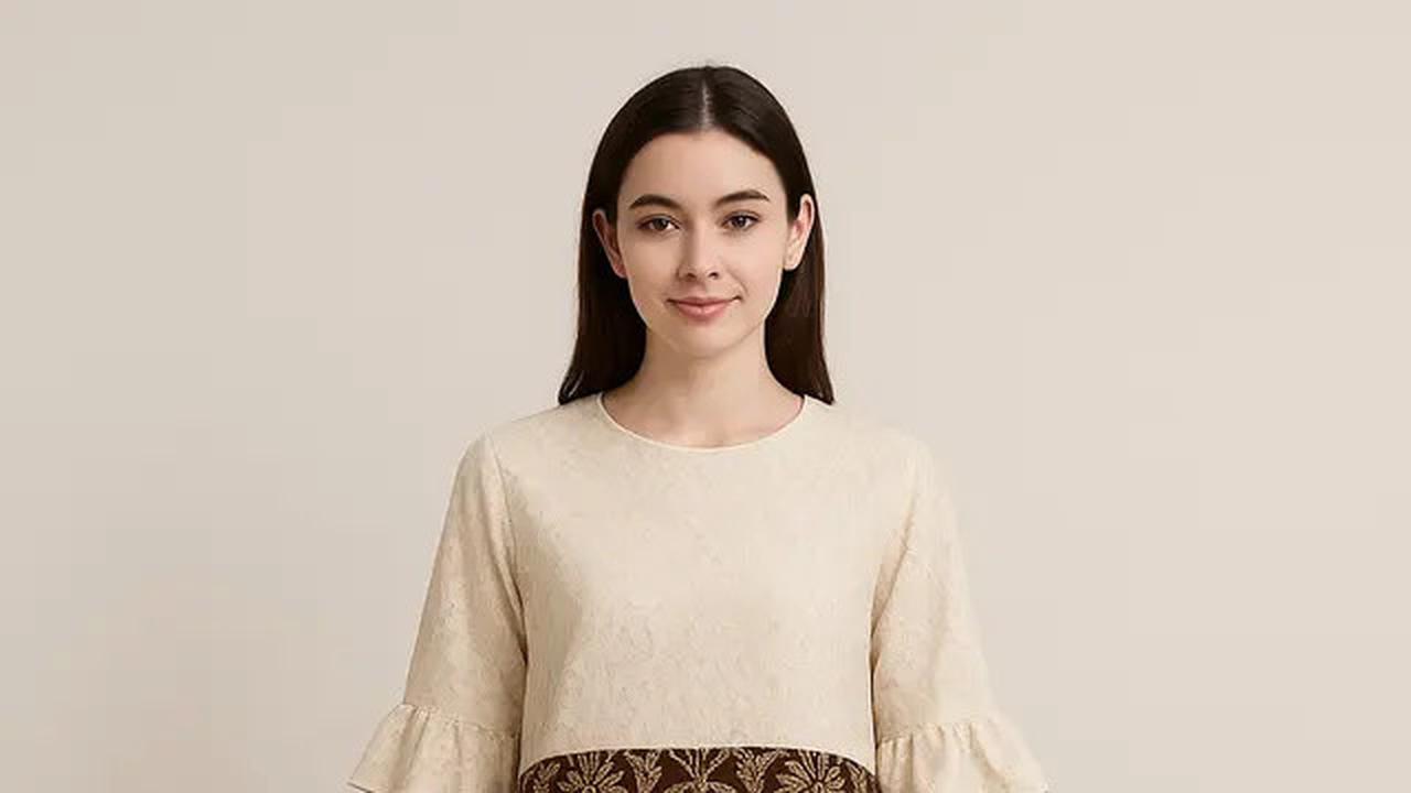 7 Model Batik Brokat Kombinasi Lengan Ruffle Modern, Anggun dan Kekinian