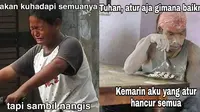 Meme Pasrah dengan Kehidupan. (Sumber: Twitter/@_seniman dan Twitter/@sechiesad)