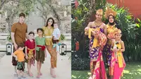 Potret Keluarga Seleb saat Pakai Baju Tradisional Bali. (Sumber: Instagram.com/celine_evangelista dan Instagram.com/fairuzarafiq)
