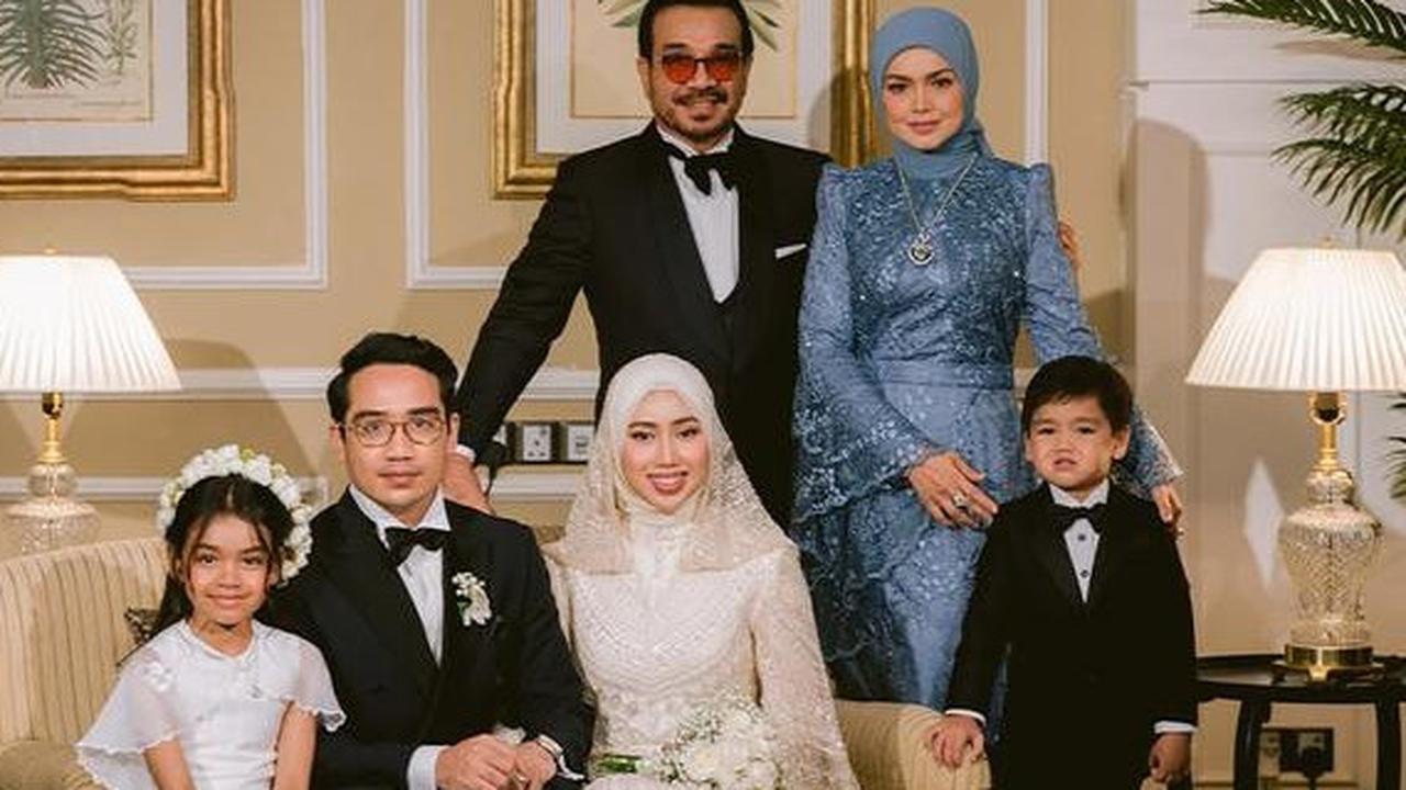 Cantik dan Memesona, Potret Siti Nurhaliza Kenakan Gaun Brokat di Pernikahan Anak Sambung, Detail Payet Memukau