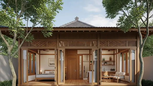 Model Rumah Kayu Modal Rp 50 Juta dengan Halaman Mini di Desa