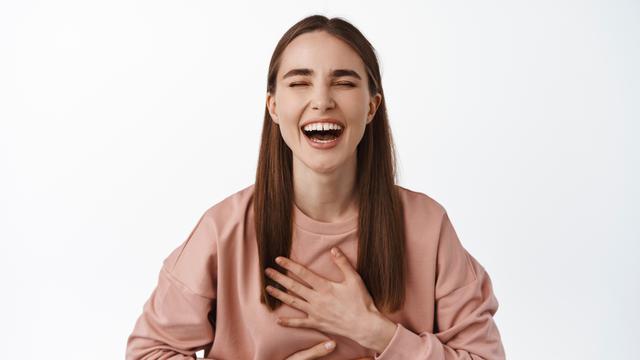 Ilustrasi wanita tertawa, lucu