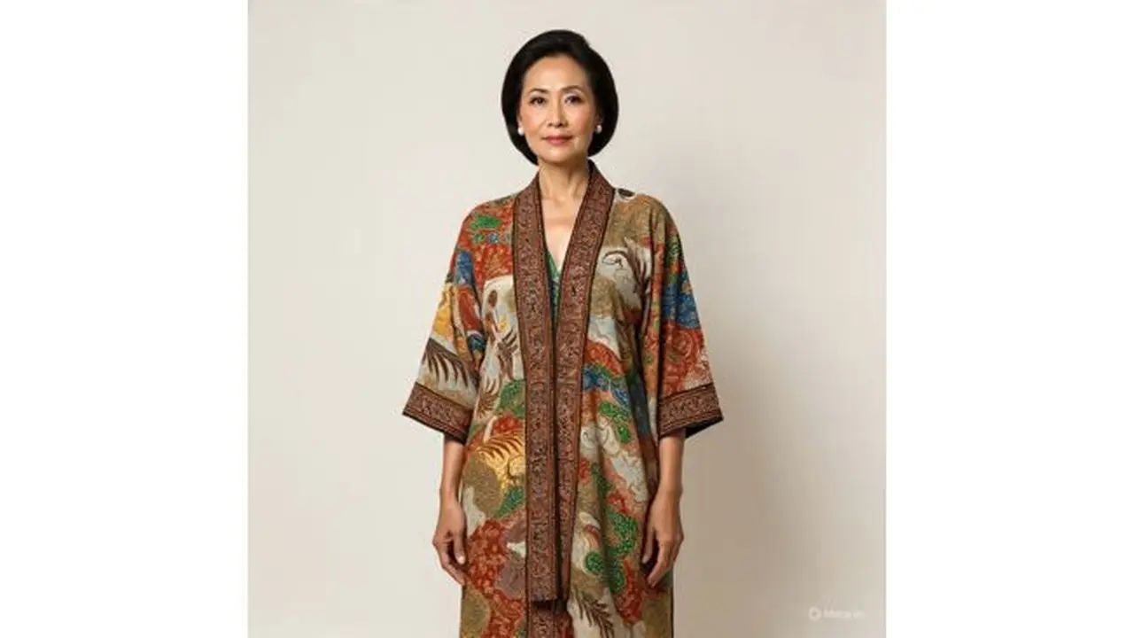 Model Cardigan Batik untuk Kondangan dan Acara Resmi Ibu-ibu Usia 50 Tahunan (Foto: Meta AI)