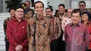 Presiden Joko Widodo bersama Wakil Presiden Jusuf Kalla memberikan keterangan seputar pelantikan Komjen Budi Gunawan menjadi Kapolri di Istana Bogor, Jum'at (13/2/2015). (Liputan6.com/Faizal Fanani)