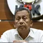 Ketua BPK Moermahadi Soerja Djanegara memberikan keterangan pers di Gedung KPK, Jakarta, Sabtu (27/5). KPK mengamankan tujuh orang dalam operasi tangkap tangan (OTT)  Jumat 26 Mei 2017. (Liputan6.com/Angga Yuniar)