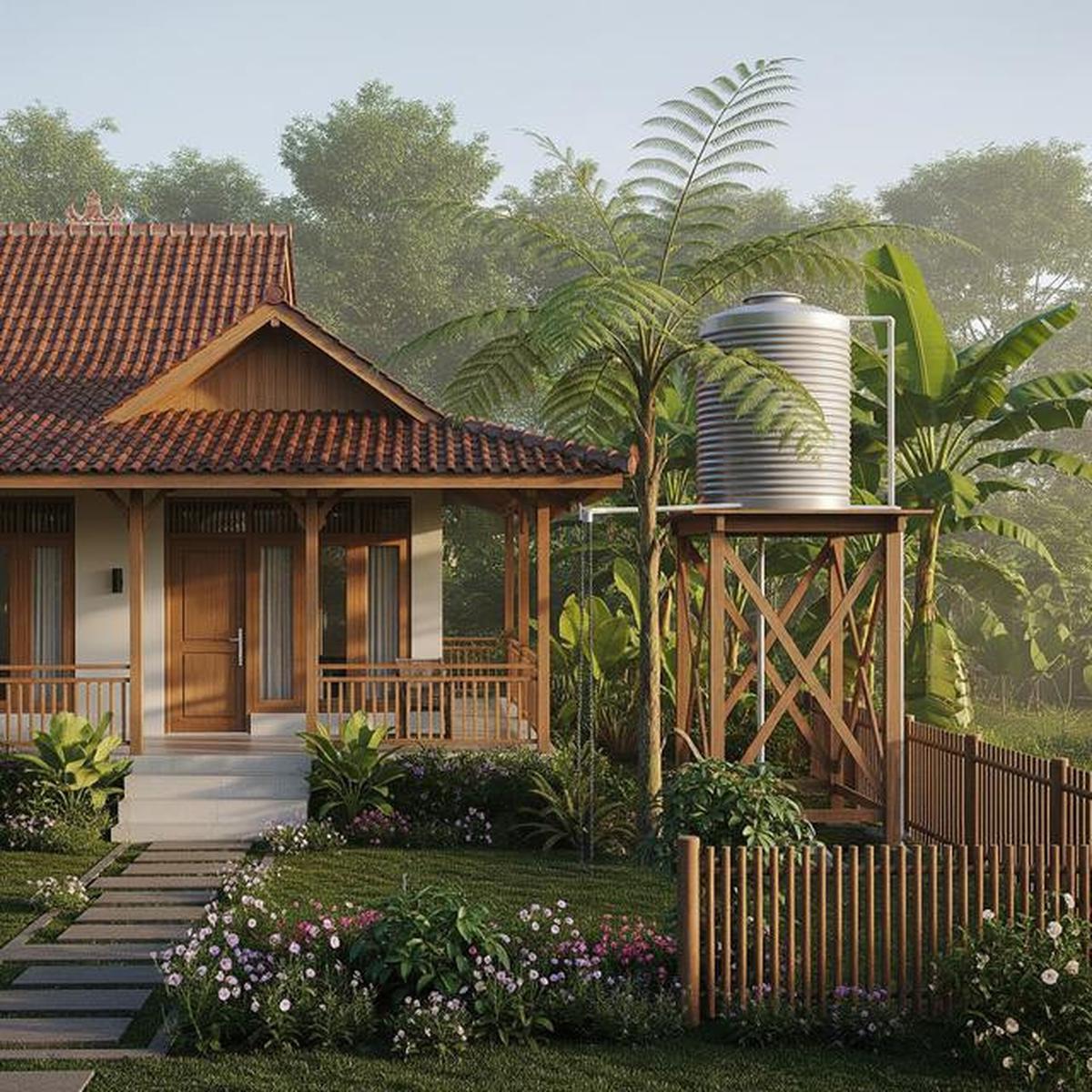 7 Model Rumah di Desa dengan Sistem Air Gravitasi Tanpa Pompa