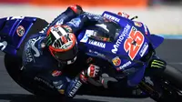 Pembalap Movistar Yamaha, Maverick Vinales jadi yang tercepat pada FP3 MotoGP Prancis 2018 di Sirkuit Bugatti, Le Mans. (Jean-Francois MONIER / AFP)