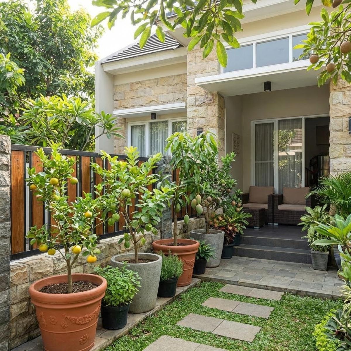 Kebun Buah dalam Pot (Tabulampot) di Desa (Gemini AI)