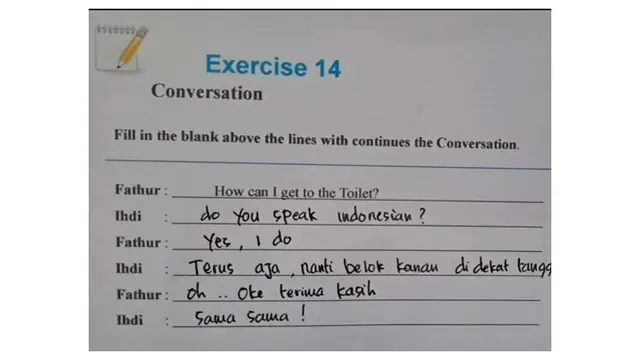 6 Jawaban Murid di Soal Bahasa Inggris Campur Indonesia Ini Bikin Elus Dada