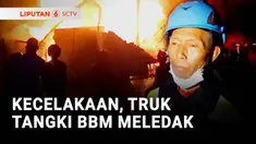 Truk tangki bermuatan BBM meledak sesaat setelah terguling di jalan raya Perintis Kemerdekaan, Cianjur, Jawa Barat, Sabtu malam. Ledakan api menyambar tumpahan BBM dan menjalar membakar pos polisi dan dua ruko.